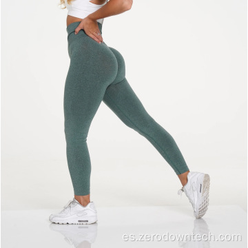 Leggings a rayas de talla grande de cintura alta levantamiento de glúteos sin costuras tejido elástico para mujer Scrunch Butt Leggings de fitness sin costuras